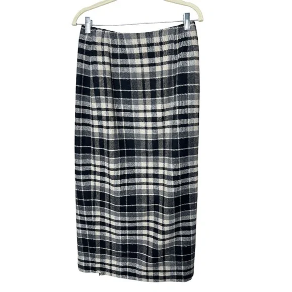 Vintage Real Comfort Wool Plaid Wrap Maxi Skirt - Size 10